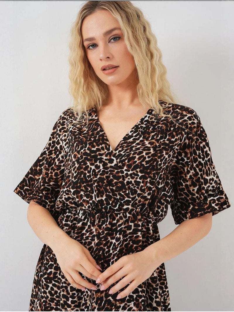 Robe à manches courtes à motifs bdart Marron foncé - Kiabi