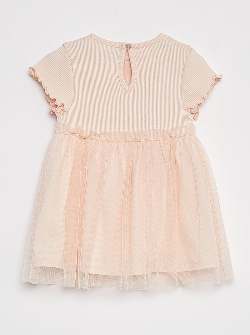 Robe à manches courtes avec bas en tulle ROSE - Kiabi