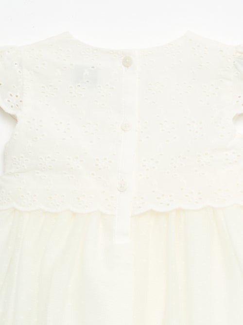 Robe à manches courtes avec broderies anglaise et tulle - Kiabi
