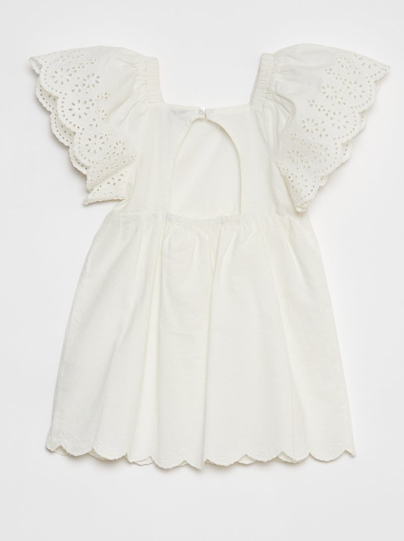 Robe à manches courtes avec broderies anglaises blanc - Kiabi