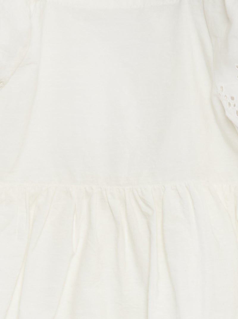 Robe à manches courtes avec broderies anglaises blanc - Kiabi