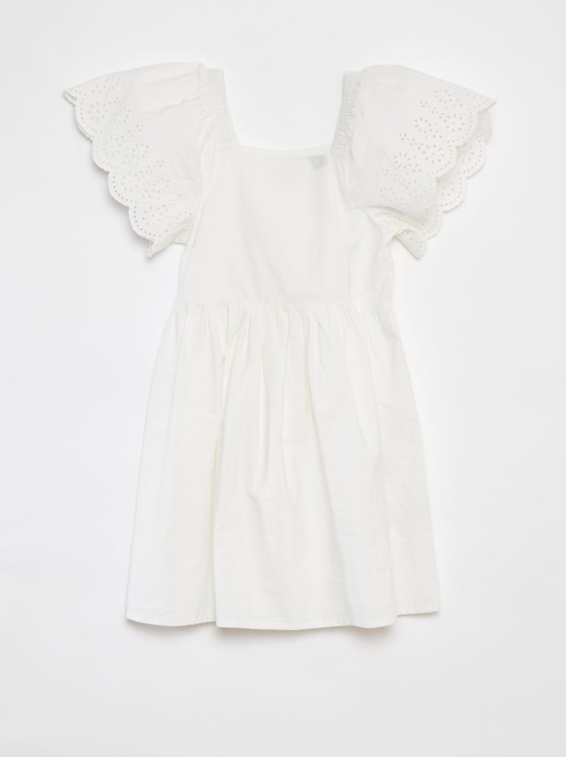 Robe à manches courtes avec broderies anglaises blanc - Kiabi