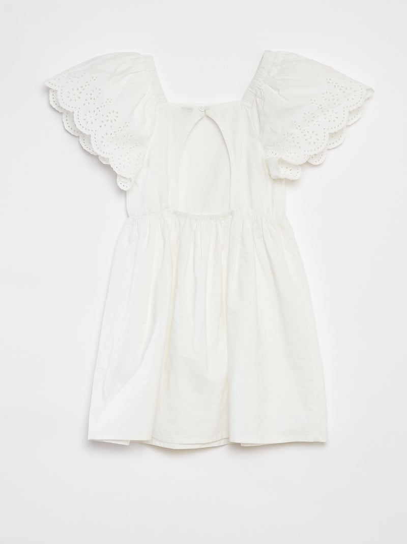Chemise manches courtes en lin mélangé avec broderies - Blanc - Homme