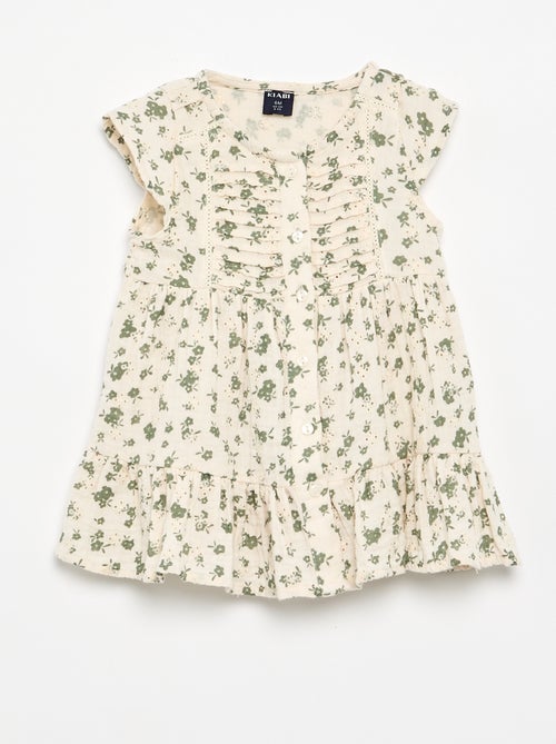 Robe à manches courtes avec broderies anglaises - Kiabi