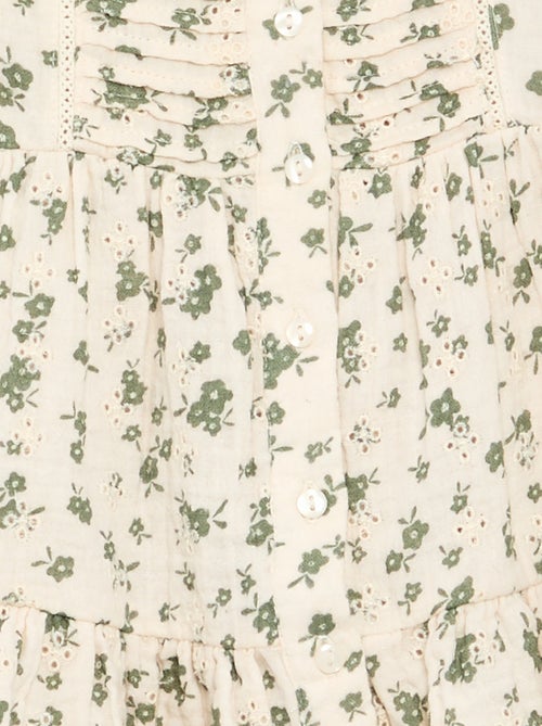 Robe à manches courtes avec broderies anglaises - Kiabi