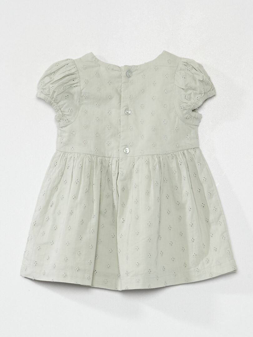 Robe à manches courtes avec culotte vert cendré - Kiabi