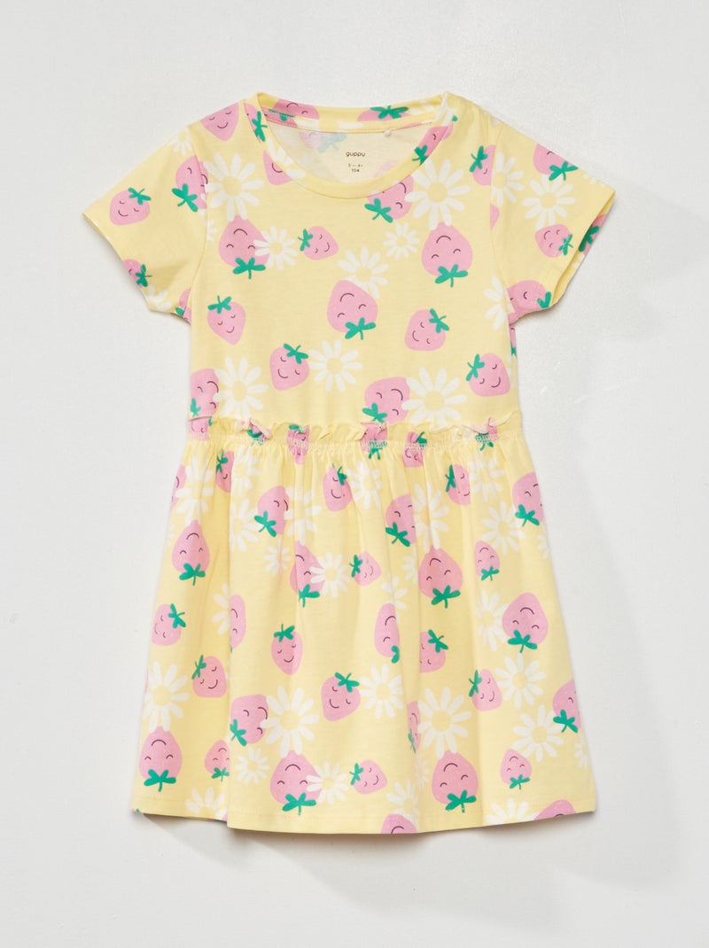 Robe à manches courtes avec imprimé Jaune - Kiabi
