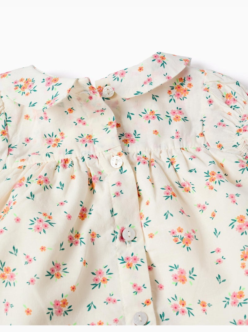 Robe à manches courtes avec motif floral Beige clair - Kiabi