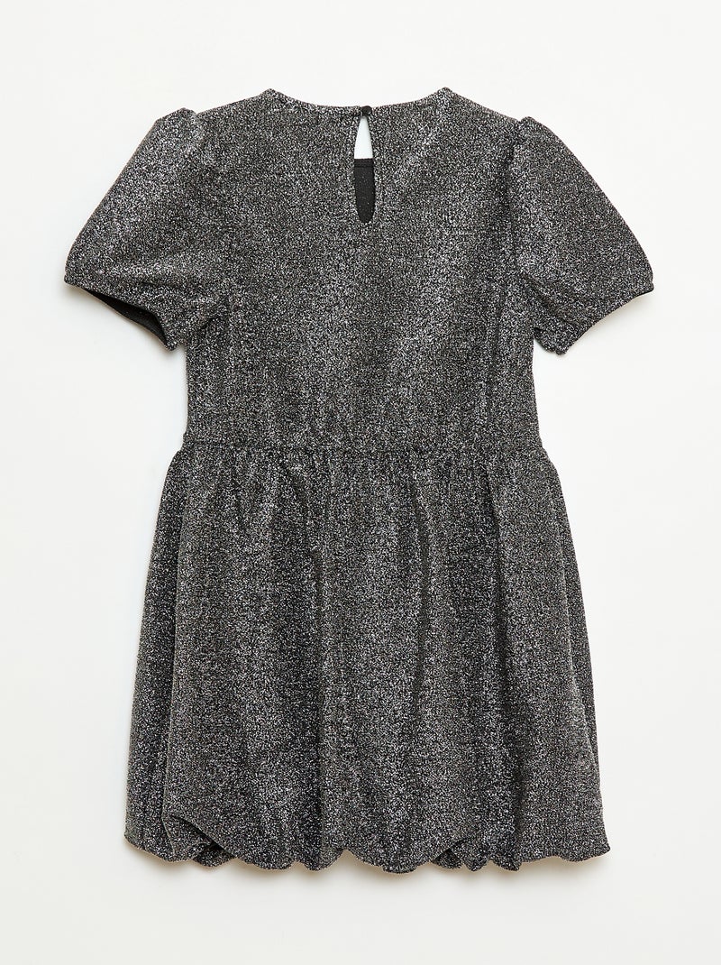 Robe à manches courtes avec paillettes all over Gris - Kiabi