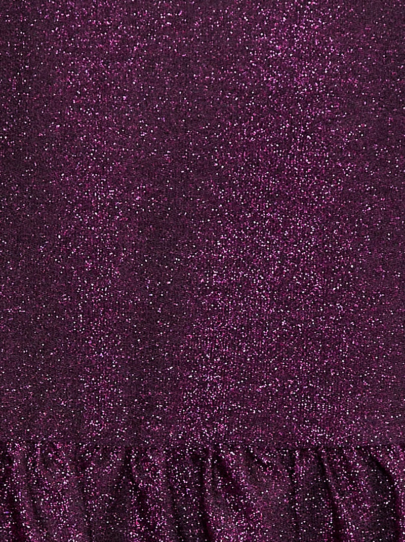 Robe à manches courtes avec paillettes all over Violet - Kiabi