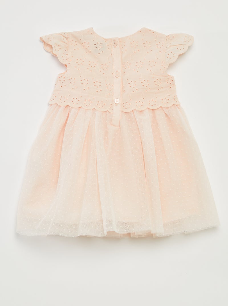 Robe à manches courtes avec tulle et broderie anglaise ROSE - Kiabi