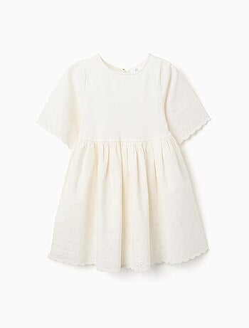 Robe à manches courtes en coton avec broderie anglaise