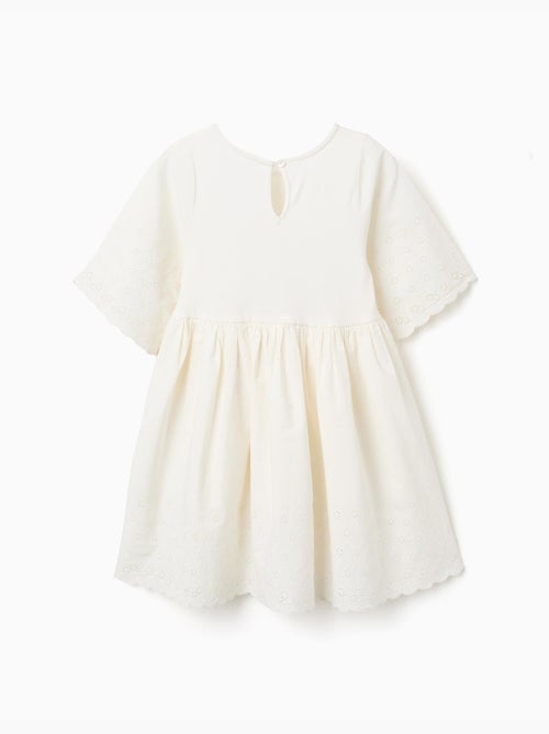 Robe à manches courtes en coton avec broderie anglaise - Kiabi