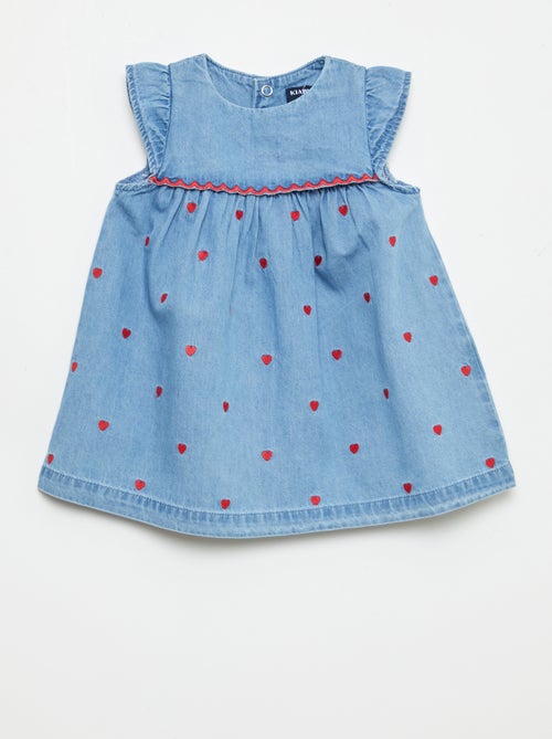 Robe à manches courtes en denim léger - Kiabi