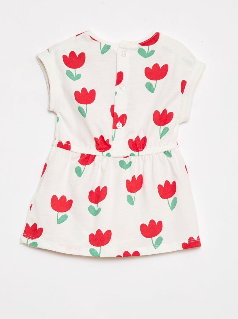 Robe à manches courtes en jersey de coton Blanc - Kiabi