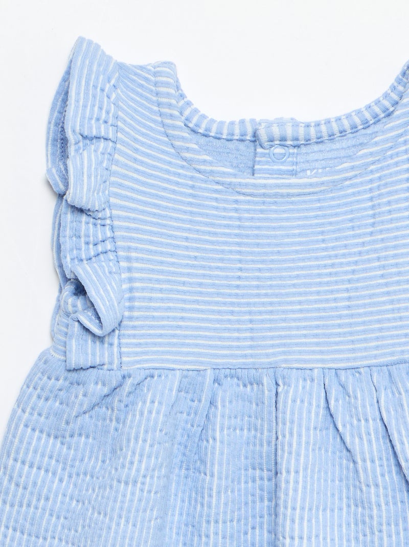 Robe à manches courtes en maille côtelée Bleu - Kiabi