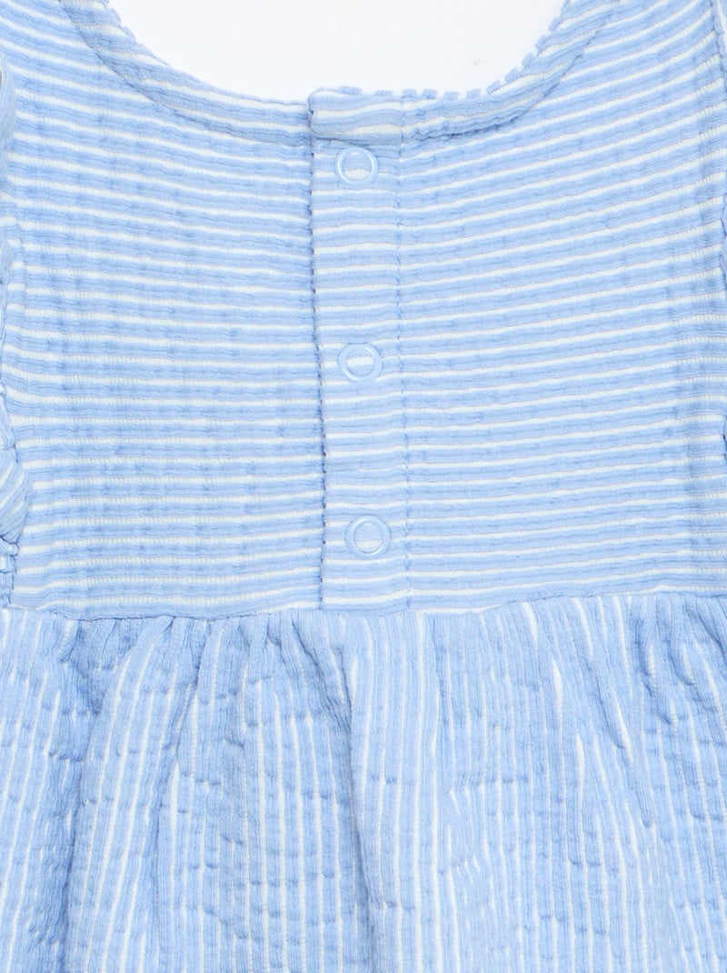 Robe à manches courtes en maille côtelée Bleu - Kiabi