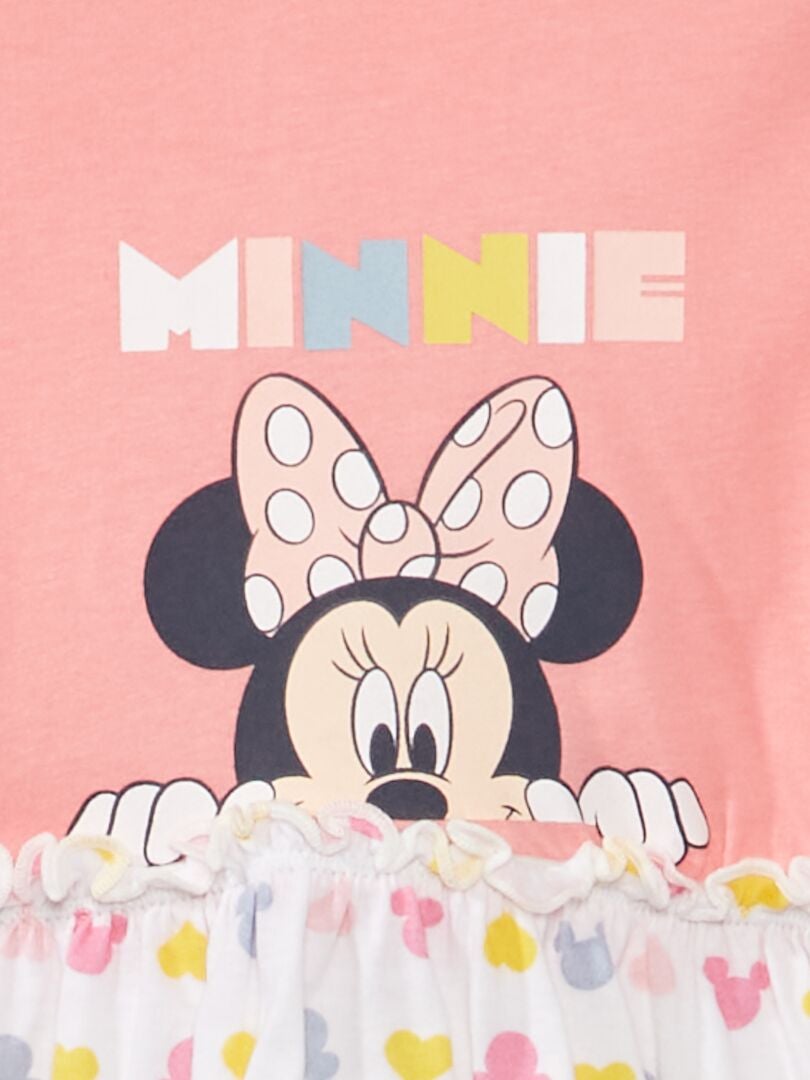 Robe à manches courtes 'Minnie' rose/blanc - Kiabi