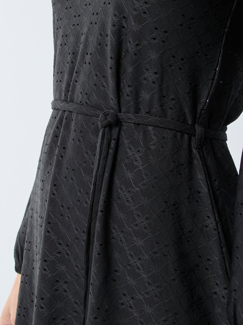 Robe à manches longues avec broderies anglaises 'JDY' Noir - Kiabi
