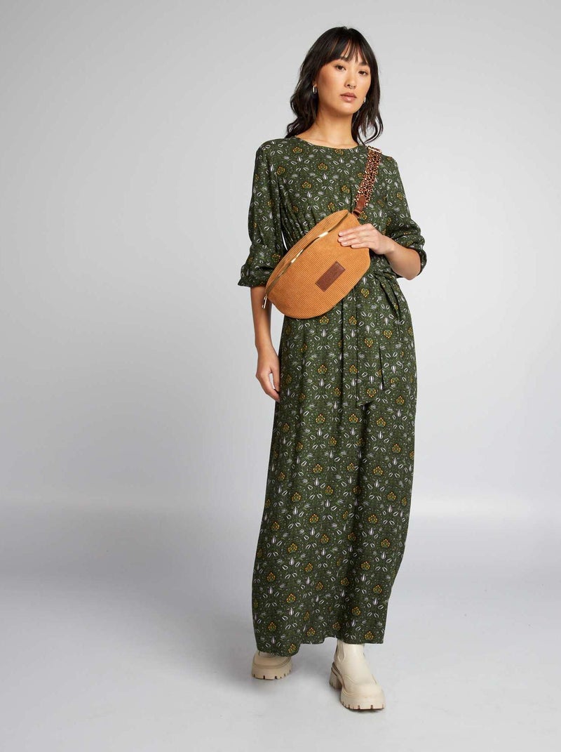 Robe à manches longues avec imprimé Vert imprimé - Kiabi