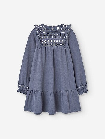 Robe à manches longues en bambula avec broderie