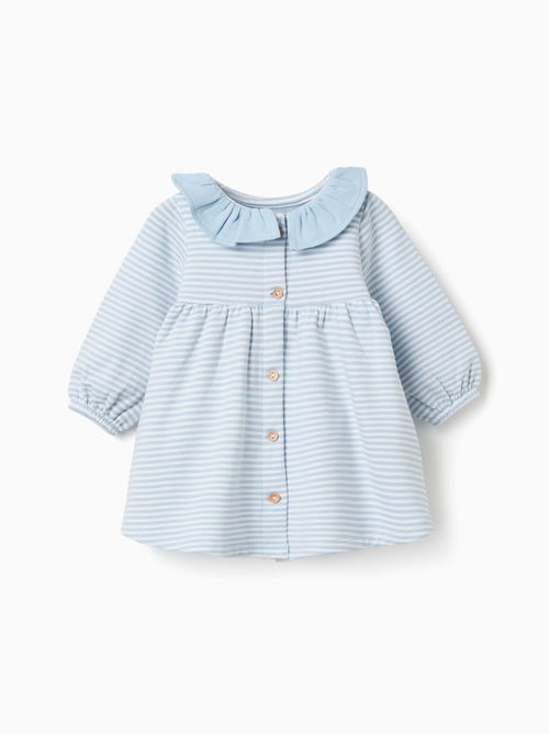 Robe à manches longues en coton peigné à rayures - Kiabi Robe à manches longues en coton peigné à rayures - Kiabi