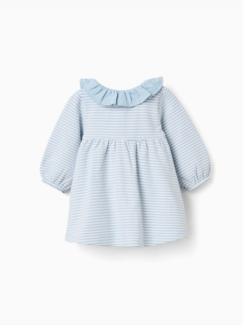 Robe à manches longues en coton peigné à rayures - Kiabi Robe à manches longues en coton peigné à rayures - Kiabi