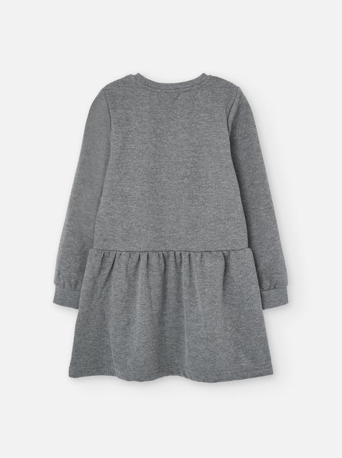 Robe à manches longues en coton peigné avec paillettes - Kiabi