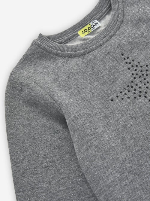 Robe à manches longues en coton peigné avec paillettes - Kiabi