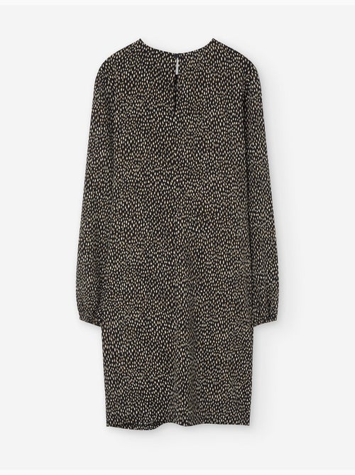 Robe à manches longues en crêpe à motif - Kiabi