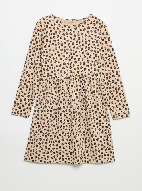 Robe à manches longues en jersey de coton - Kiabi
