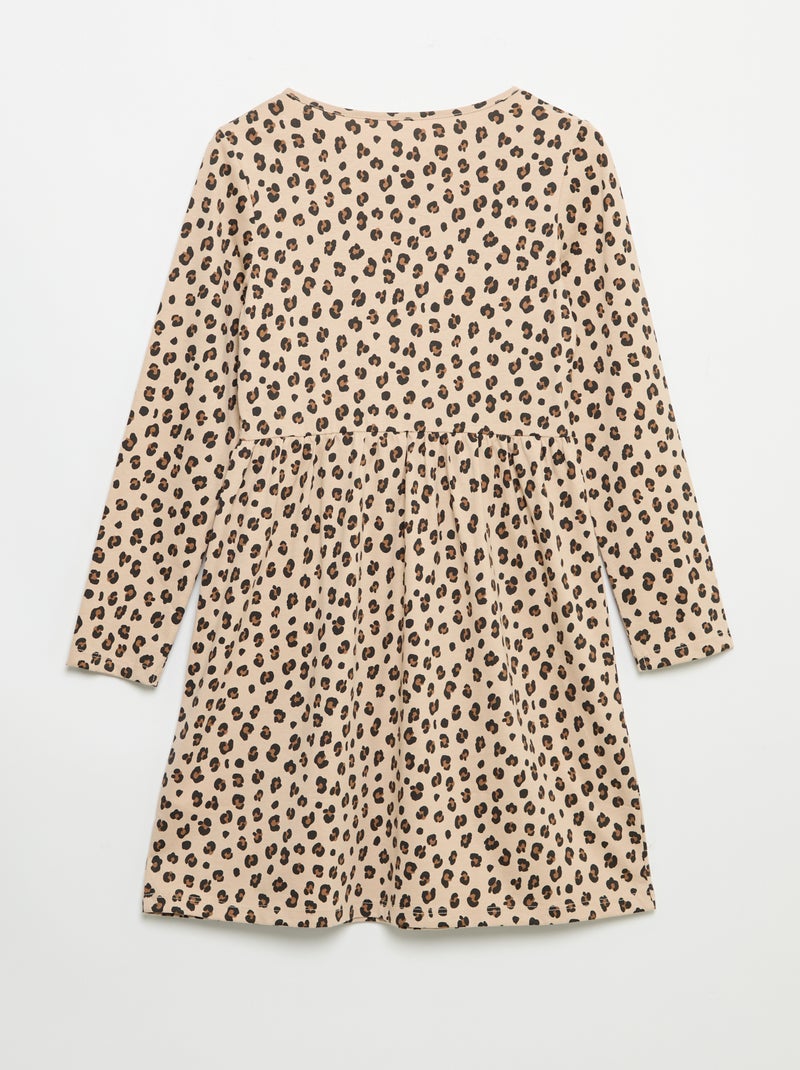 Robe à manches longues en jersey de coton Beige - Kiabi