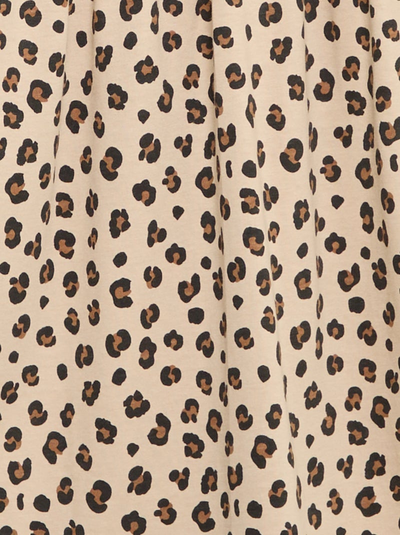 Robe à manches longues en jersey de coton Beige - Kiabi