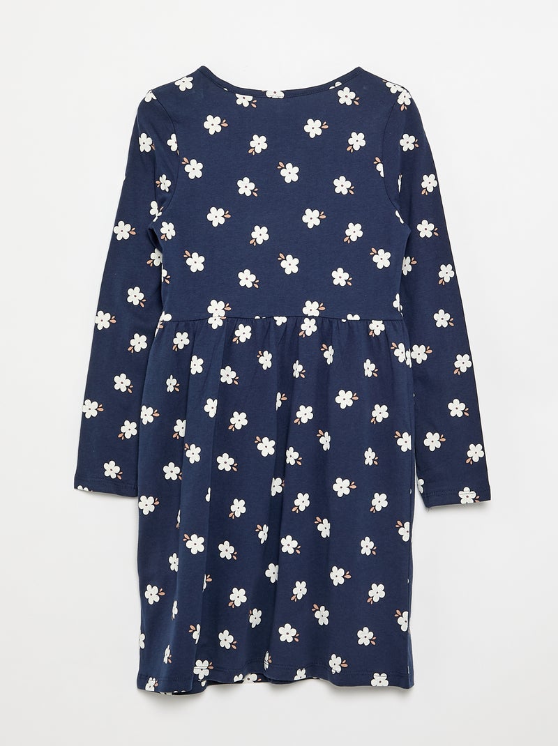 Robe à manches longues en jersey de coton Bleu - Kiabi