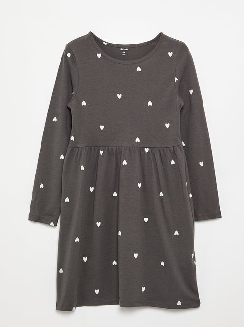 Robe à manches longues en jersey de coton - Kiabi