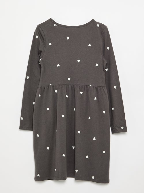 Robe à manches longues en jersey de coton - Kiabi