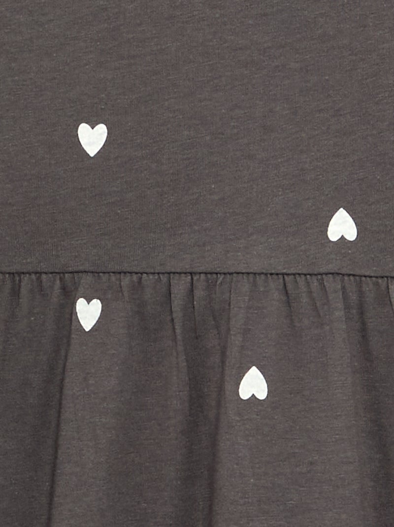 Robe à manches longues en jersey de coton Noir - Kiabi