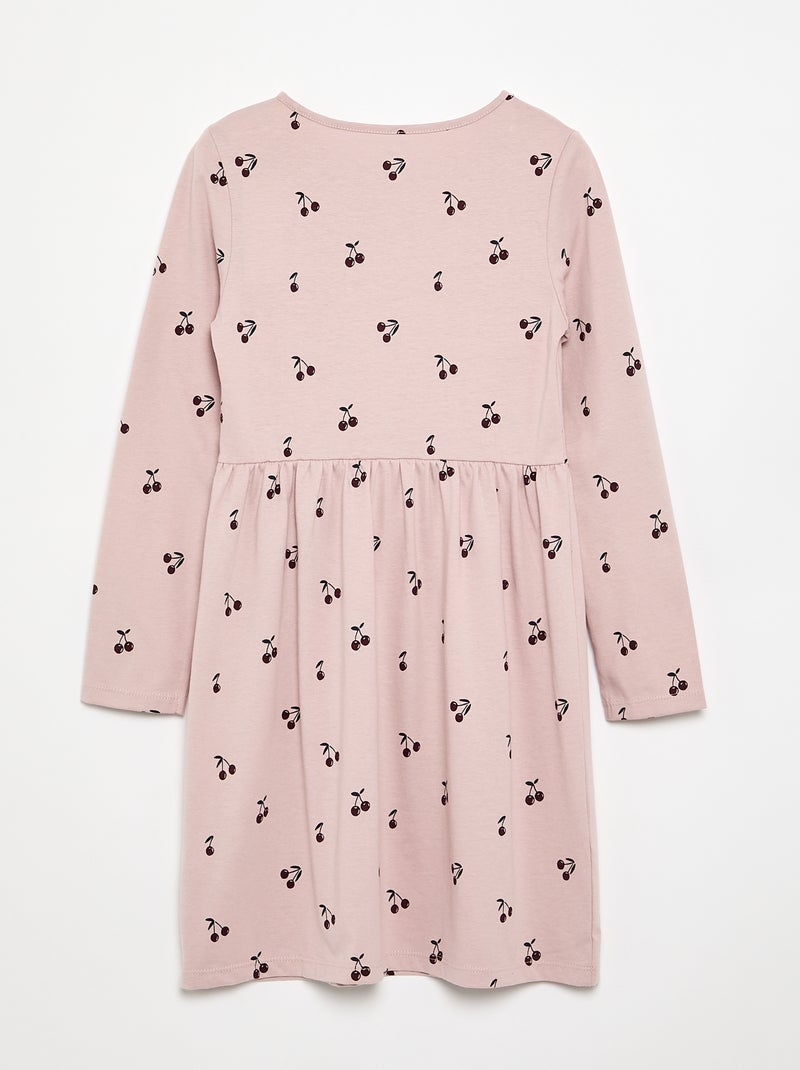 Robe à manches longues en jersey de coton Violet - Kiabi