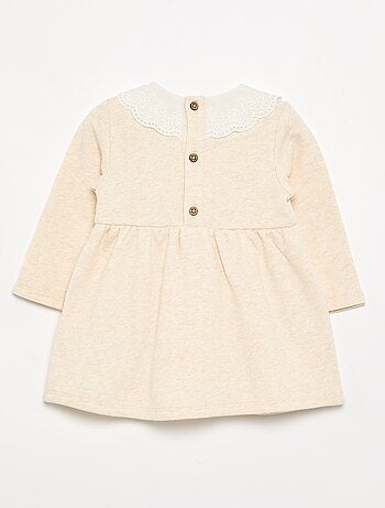 Robe à manches longues en molleton avec col brodé