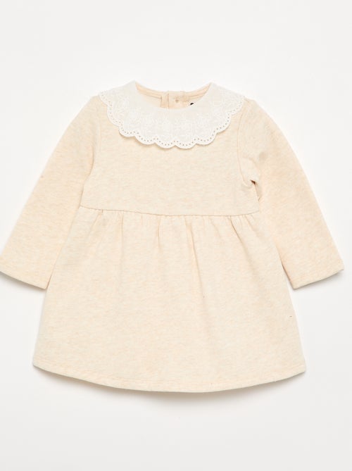 Robe à manches longues en molleton avec col brodé - Kiabi