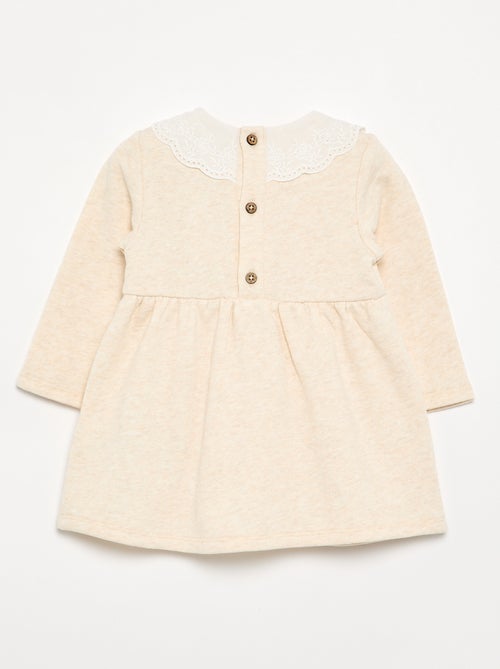 Robe à manches longues en molleton avec col brodé - Kiabi Robe à manches longues en molleton avec col brodé - Kiabi