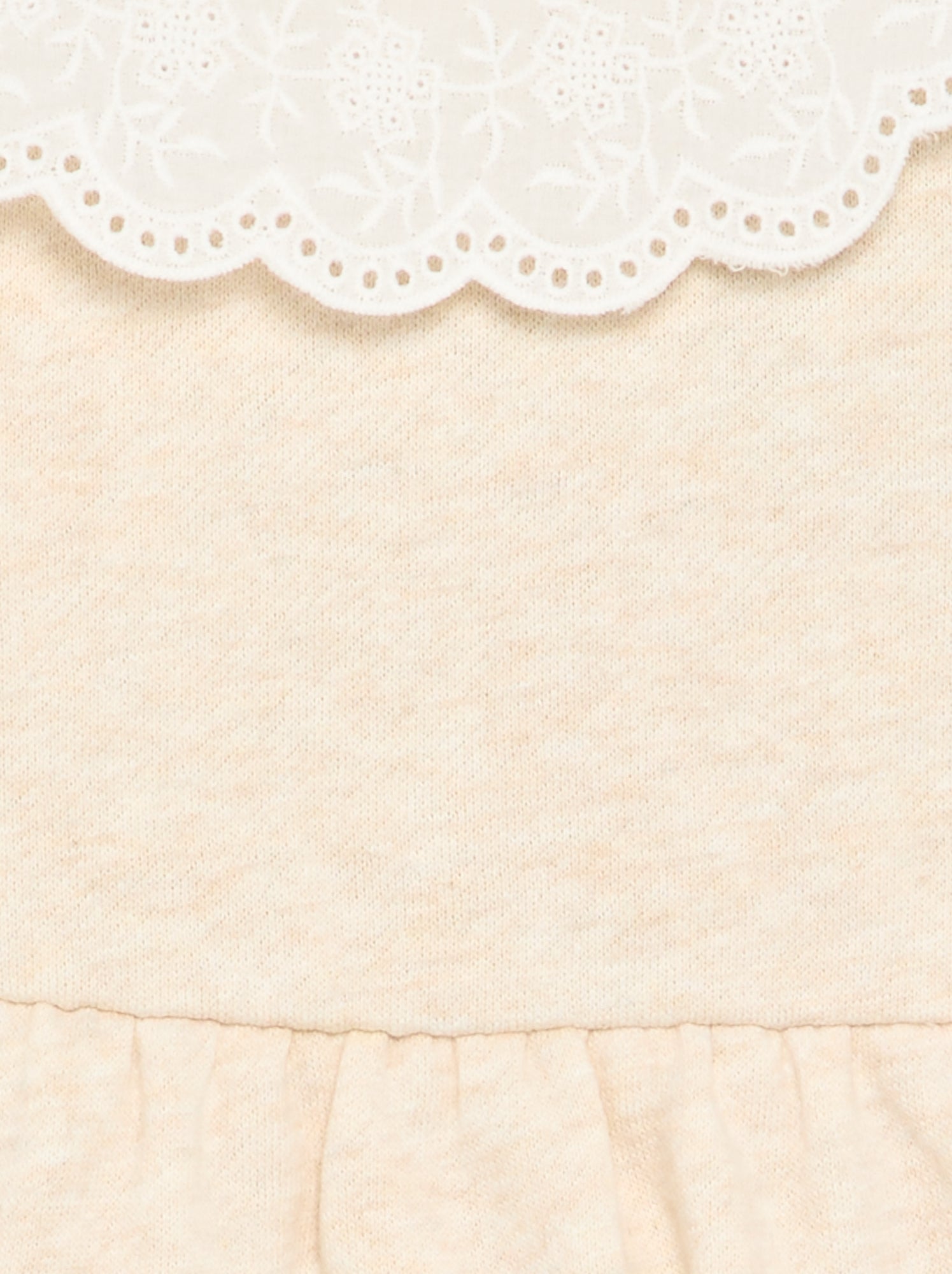 Robe à manches longues en molleton avec col brodé - Beige