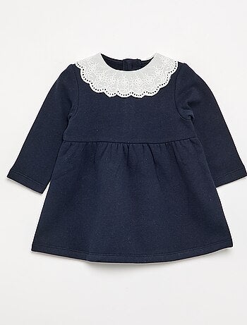 Robe à manches longues en molleton avec col brodé