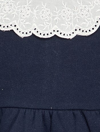 Robe à manches longues en molleton avec col brodé