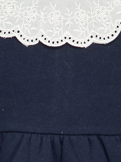 Robe à manches longues en molleton avec col brodé - Kiabi