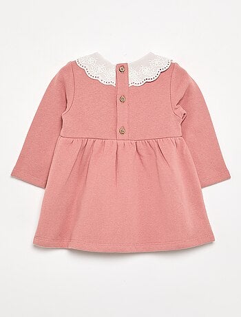 Robe à manches longues en molleton avec col brodé