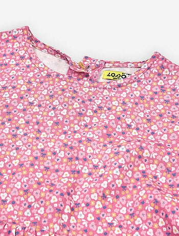 Robe à manches longues en sergé à motif floral