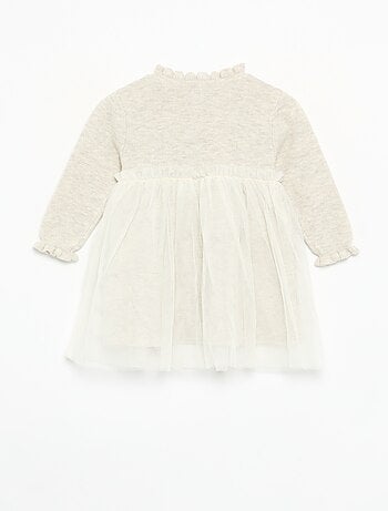 Robe à manches longues en tricot et tulle