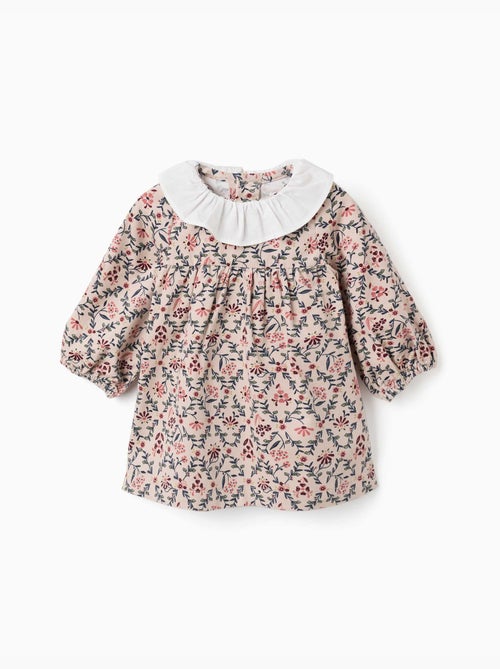Robe à manches longues en velours avec motif floral - Kiabi Robe à manches longues en velours avec motif floral - Kiabi