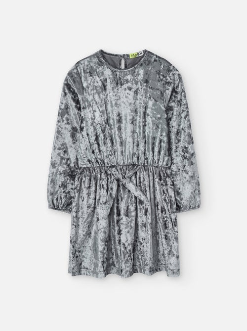 Robe à manches longues en velours avec nœud - Kiabi